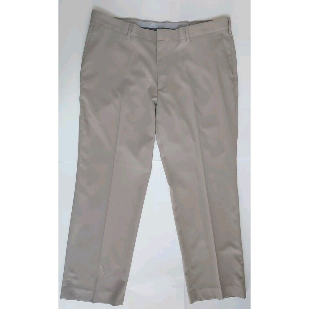 Mens Tan PGA Tour Tan Quick Dry Flat Front Stretch Straight Leg Pants Size 40x30 - Picture 2 of 5